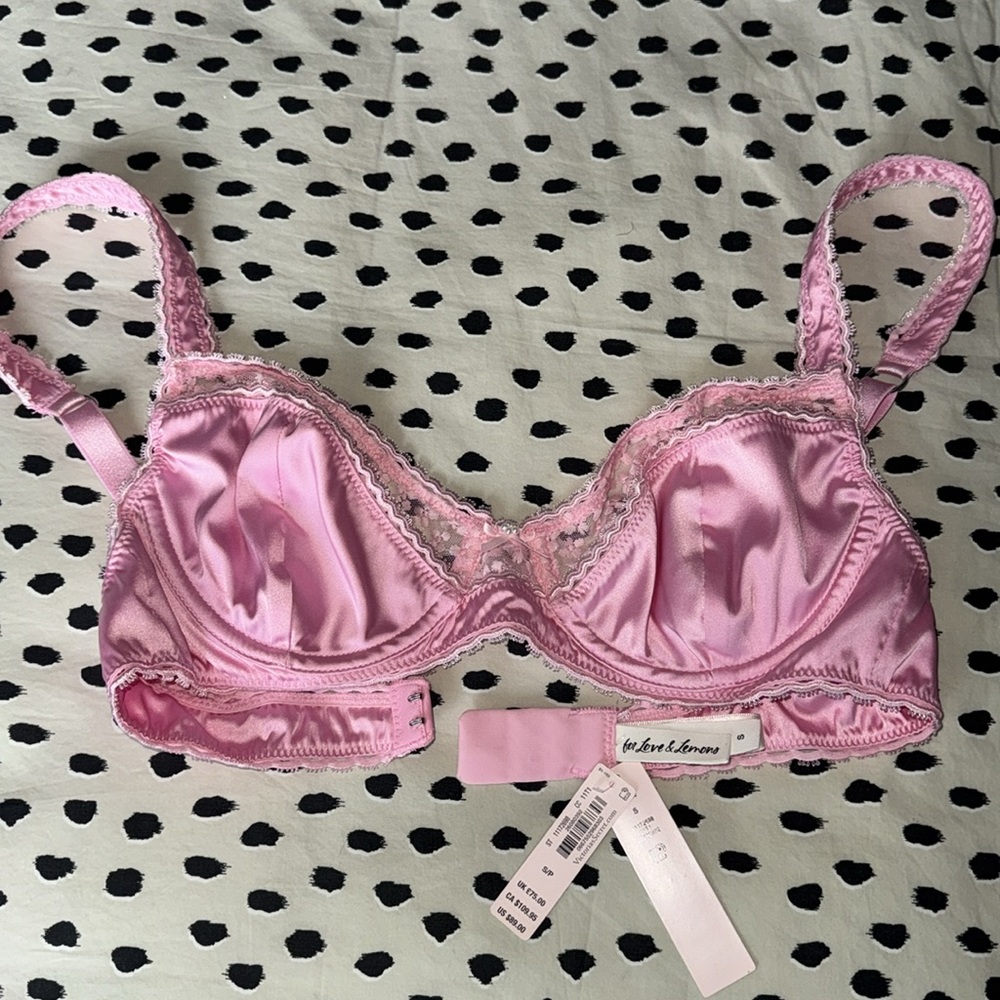 NWT For love & Lemons pink sateen bra (S)